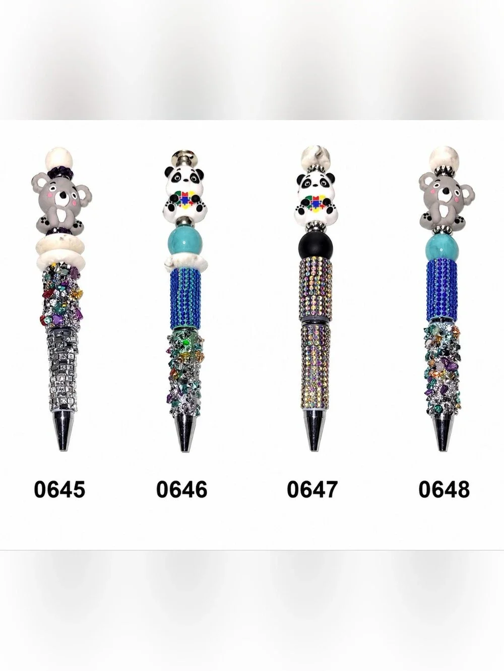 Handcrafted Beaded Pens | Cute Koala & Panda Rhinestone Ballpoint Pens | Gift